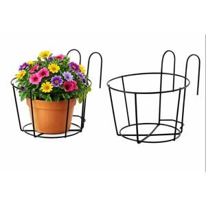 2PCS Hanging Railing Planter Holder Iron Flower Pot Basket for Balcony Fence